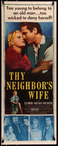 8x0567 THY NEIGHBOR'S WIFE insert 1953 sexy bad girl Cleo Moore was too wicked to deny herself!