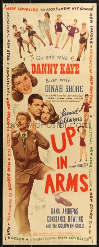 8x0570 UP IN ARMS insert 1944 funnyman Danny Kaye & sexy Dinah Shore, half-dressed Goldwyn Girls!