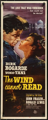 8x0579 WIND CANNOT READ insert 1960 romantic close up art of Dirk Bogarde & Yoko Tani in British India!