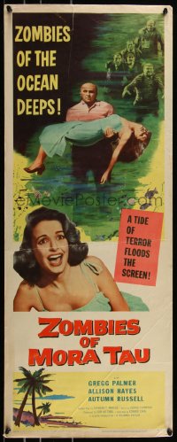 8x0582 ZOMBIES OF MORA TAU insert 1957 scared Allison Hayes, terror on the African voodoo coast!