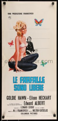 8x0800 BUTTERFLIES ARE FREE Italian locandina 1972 Landi artwork of Goldie Hawn & Edward Albert!