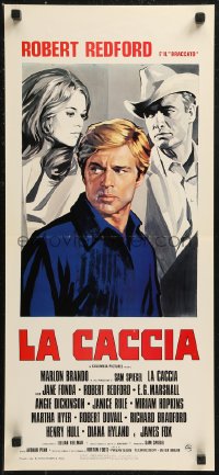 8x0805 CHASE Italian locandina R1970s different art of Redford between Marlon Brando & Jane Fonda!