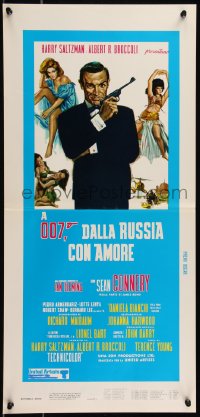 8x0853 FROM RUSSIA WITH LOVE Italian locandina R1980s art of Sean Connery as James Bond 007 with gun!