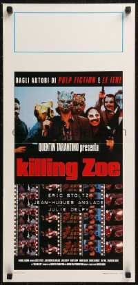 8x0891 KILLING ZOE Italian locandina 1995 partially written by Tarantino, wacky masked people with guns!