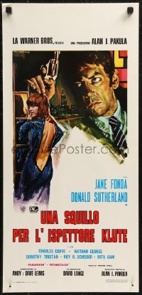 8x0894 KLUTE Italian locandina R1980s art of Donald Sutherland & Jane Fonda by Rodolfo Gasparri!