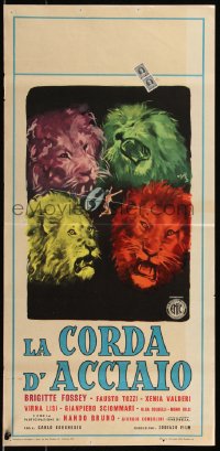 8x0896 LA CORDA D'ACCIAIO Italian locandina 1953 young girl & her circus family, lions by Geleng!