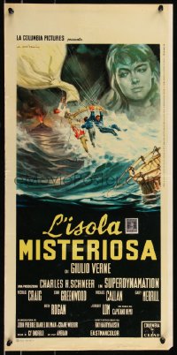 8x0926 MYSTERIOUS ISLAND Italian locandina 1961 Ray Harryhausen, Jules Verne sci-fi, Capitani art!