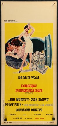 8x0945 PENELOPE Italian locandina 1967 different art of sexiest Natalie Wood with money bags!