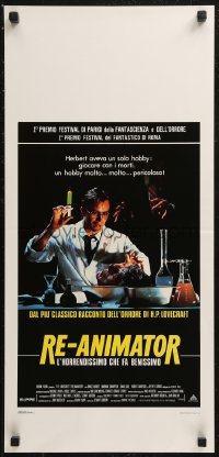 8x0959 RE-ANIMATOR Italian locandina 1986 great image of mad scientist with severed head in bowl!