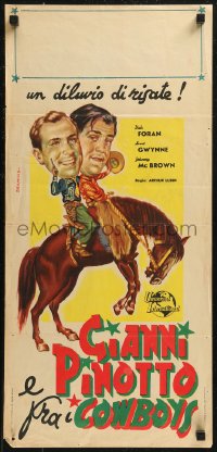 8x0961 RIDE 'EM COWBOY Italian locandina 1950 Bud Abbott & Lou Costello on horse, De Amicis art!
