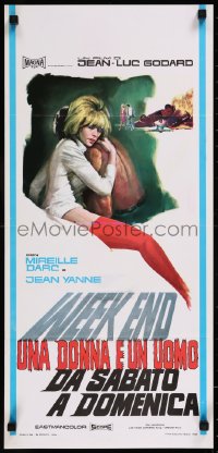 8x1018 WEEK END Italian locandina 1968 Jean-Luc Godard, different art of sexy Mireille Darc!
