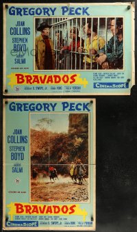 8x0733 BRAVADOS group of 5 Italian 20x28 pbustas 1958 cowboy Gregory Peck & Joan Collins, Cleef!