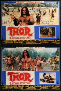 8x0754 THOR THE CONQUEROR group of 4 Italian 19x26 pbustas 1984 Conan rip-off, cool sword & sorcery!