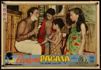 8x0761 PAGAN LOVE SONG Italian 13x19 pbusta 1951 different image of Keel shaving with kids!