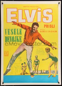 8x0157 GIRL HAPPY Yugoslavian 20x27 1965 different art of dancing Elvis Presley, rock & roll!