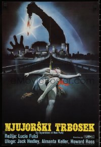 8x0174 NEW YORK RIPPER Yugoslavian 18x27 1982 Lucio Fulci, art of bloody blade & dead female victim!