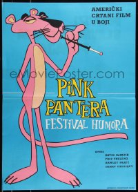 8x0178 PINK PANTERA FESTIVAL HUMORA 2-sided Yugoslavian 19x26 1960s wacky smoking Pink Panther!