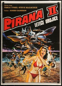 8x0179 PIRANHA PART TWO: THE SPAWNING Yugoslavian 19x27 1982 flying fish attacking people on beach!