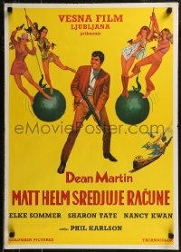 8x0216 WRECKING CREW Yugoslavian 20x28 1969 Dean Martin as Matt Helm, lots of sexy spy babes!