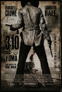 8y0826 3:10 TO YUMA advance DS 1sh 2007 Russell Crowe & Christian Bale, Ben Foster in front of train!