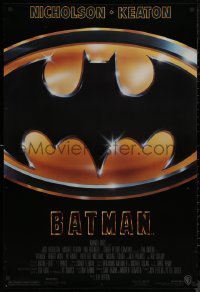 8y0861 BATMAN 1sh 1989 directed by Tim Burton, cool image of Bat logo, new credit design!