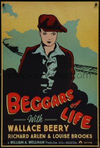 8y0868 BEGGARS OF LIFE 1sh R2017 Wallace Beery, wonderful vintage style artwork of Louise Brooks!