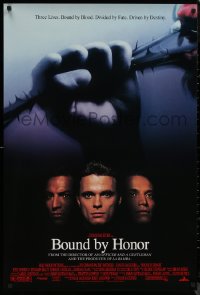 8y0885 BOUND BY HONOR DS 1sh 1993 Jesse Borrego, Benjamin Bratt, cool image of fist clenching thorns!