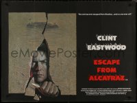 8y0749 ESCAPE FROM ALCATRAZ British quad 1979 cool artwork of Clint Eastwood busting out by Lettick!