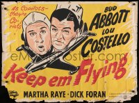 8y0754 KEEP 'EM FLYING British quad R1950s wacky Bud Abbott and Lou Costello in an airplane!