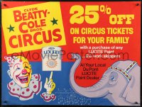 8y0177 CLYDE BEATTY-COLE BROS CIRCUS 21x28 circus poster 1950s great art of clown and elephant!