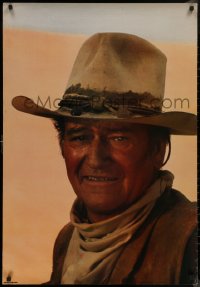 8y0291 JOHN WAYNE 27x39 Italian commercial poster 1980s cool close-up smiling cowboy portrait!