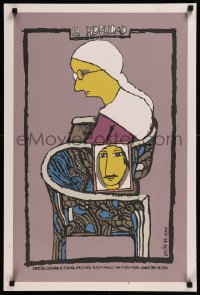 8y0652 LA FIDELIDAD Cuban 1993 cool Eduardo Munoz Bachs silkscreen art of old woman in chair!