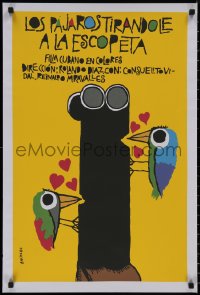 8y0656 LOS PAJAROS TIRANDOLE A LA ESCOPETA Cuban 1984 Eduardo Munoz Bachs silkscreen art of birds!