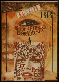 8y0461 SPECIAL BARDOT Czech 24x33 1970 really cool Zdenek Ziegler art of sexiest Brigitte Bardot!