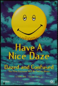8y0924 DAZED & CONFUSED teaser 1sh 1993 Jovovich, 1st McConaughey, great happy face image!