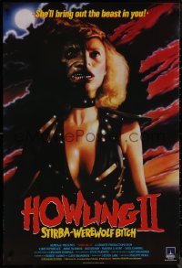 8y0739 HOWLING II English 1sh 1986 Christopher Lee, cool art of Sybil Danning as werewolf!