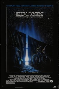 8y0949 EXPLORERS 1sh 1985 directed by Joe Dante, the adventure begins in your own back yard!