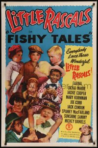 8y0959 FISHY TALES 1sh R1951 Darla Hood, Spanky, Alfalfa and Buckwheat, Our Gang, Little Rascals!