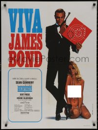 8y0565 GOLDFINGER French 24x32 R1970 great Jean Mascii art of Sean Connery as James Bond 007!
