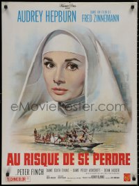 8y0570 NUN'S STORY French 24x32 R1960s great Mascii art of religious missionary Audrey Hepburn!