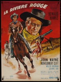 8y0574 RED RIVER French 23x31 R1964 different Allard art of John Wayne & Clift, Howard Hawks