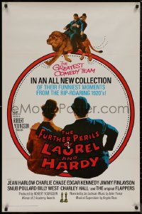 8y0976 FURTHER PERILS OF LAUREL & HARDY 1sh 1967 great image of Stan & Ollie riding lion!