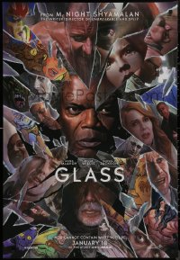 8y0980 GLASS teaser DS 1sh 2019 M. Night Shyamalan, Alex Ross art of Jackson, McAvoy & Willis!