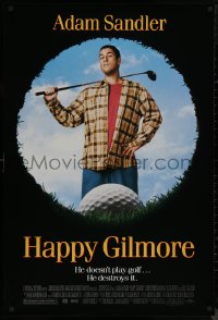 8y0997 HAPPY GILMORE 1sh 1996 image of Adam Sandler, he doesn't play, he destroys golf!