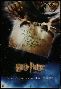 8y1005 HARRY POTTER & THE PHILOSOPHER'S STONE teaser DS 1sh 2001 Hedwig the owl, Sorcerer's Stone!