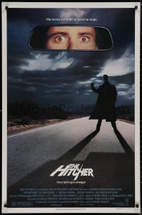8y1017 HITCHER 1sh 1986 creepy hitchhiker Rutger Hauer, C. Thomas Howell, never pick-up a stranger!