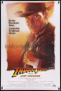 8y1037 INDIANA JONES & THE LAST CRUSADE int'l 1sh 1989 Struzan art of Ford on white background!