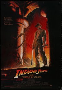 8y1039 INDIANA JONES & THE TEMPLE OF DOOM 1sh 1984 adventure is Harrison Ford's name, Wolfe art!