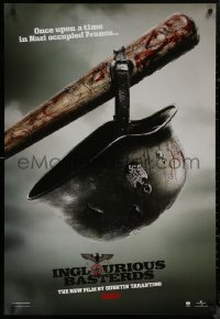 8y1042 INGLOURIOUS BASTERDS teaser DS 1sh 2009 Quentin Tarantino, Nazi helmet on baseball bat!