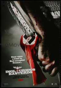 8y1041 INGLOURIOUS BASTERDS teaser DS 1sh 2009 Quentin Tarantino, bloody knife through Nazi flag!